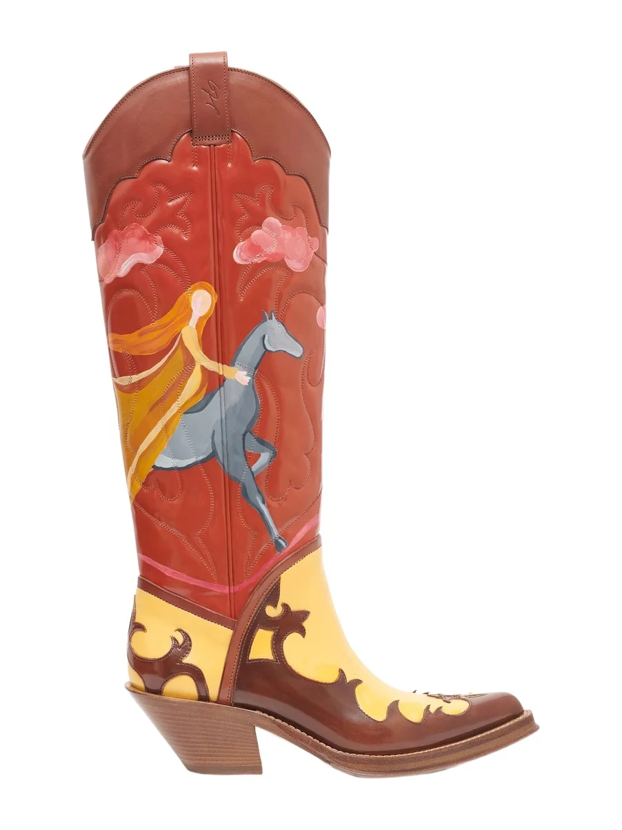 Hand Painted Capitana Cowboy Boot in Sunset Leather Hand Painted Capitana Cowboy Boot in Sunset Leather