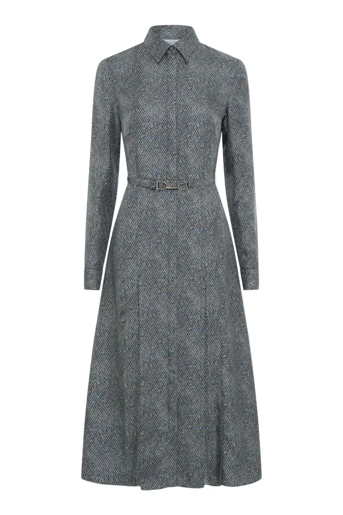 Jane Shirtdress in Charcoal Multi Printed Silk Jane Shirtdress in Charcoal Multi Printed Silk