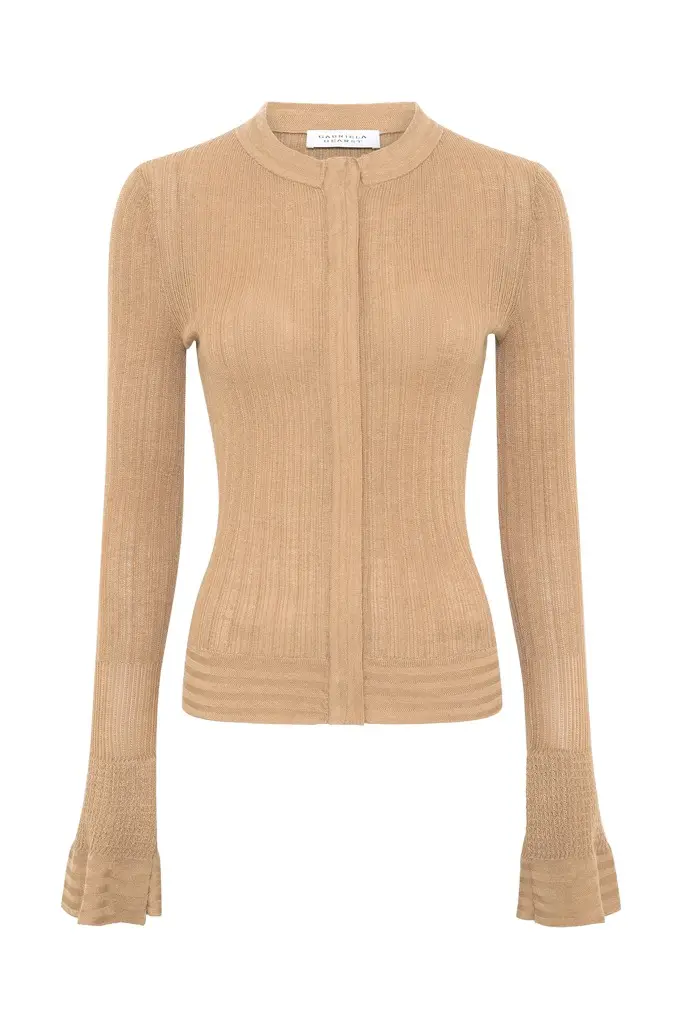 Albina Knit Shirt in Camel Cashmere Silk Albina Knit Shirt in Camel Cashmere Silk