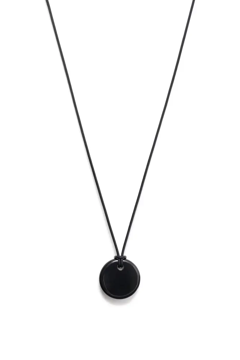 Disk Necklace in Black Ceramic Disk Necklace in Black Ceramic