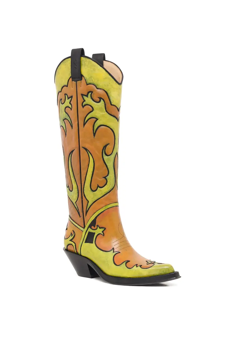 Gabriela Hearst Hand Painted Capitana Cowboy Boot in Orange & Yellow Leather | Thumbnail 2 Gabriela Hearst Hand Painted Capitana Cowboy Boot in Orange & Yellow Leather | Thumbnail 2