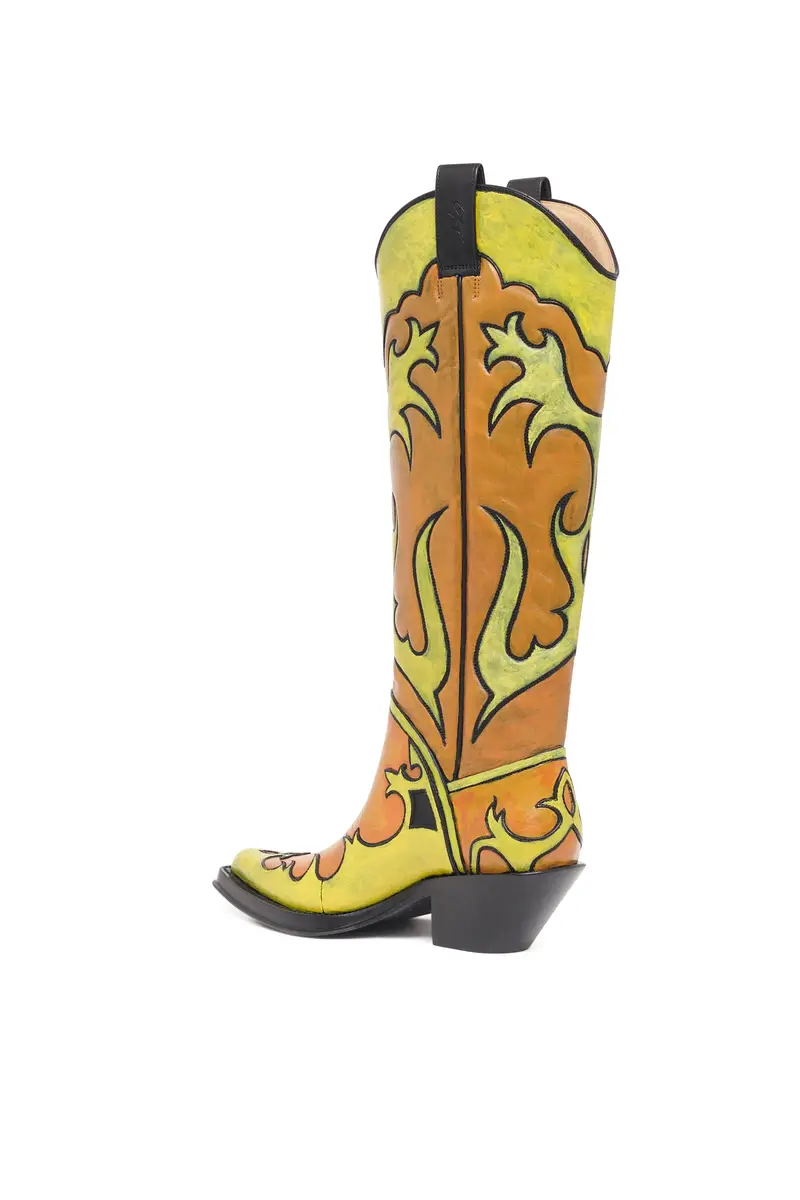 Gabriela Hearst Hand Painted Capitana Cowboy Boot in Orange & Yellow Leather | Thumbnail 3 Gabriela Hearst Hand Painted Capitana Cowboy Boot in Orange & Yellow Leather | Thumbnail 3