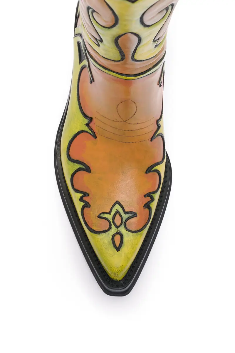 Gabriela Hearst Hand Painted Capitana Cowboy Boot in Orange & Yellow Leather | Thumbnail 4 Gabriela Hearst Hand Painted Capitana Cowboy Boot in Orange & Yellow Leather | Thumbnail 4