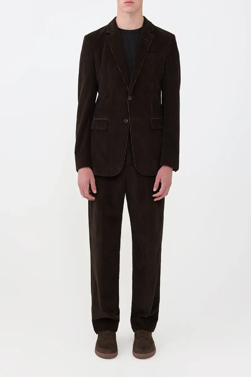 Gabriela Hearst Harold Straight-leg Trouser in Chocolate Cashmere Corduroy | Thumbnail 3