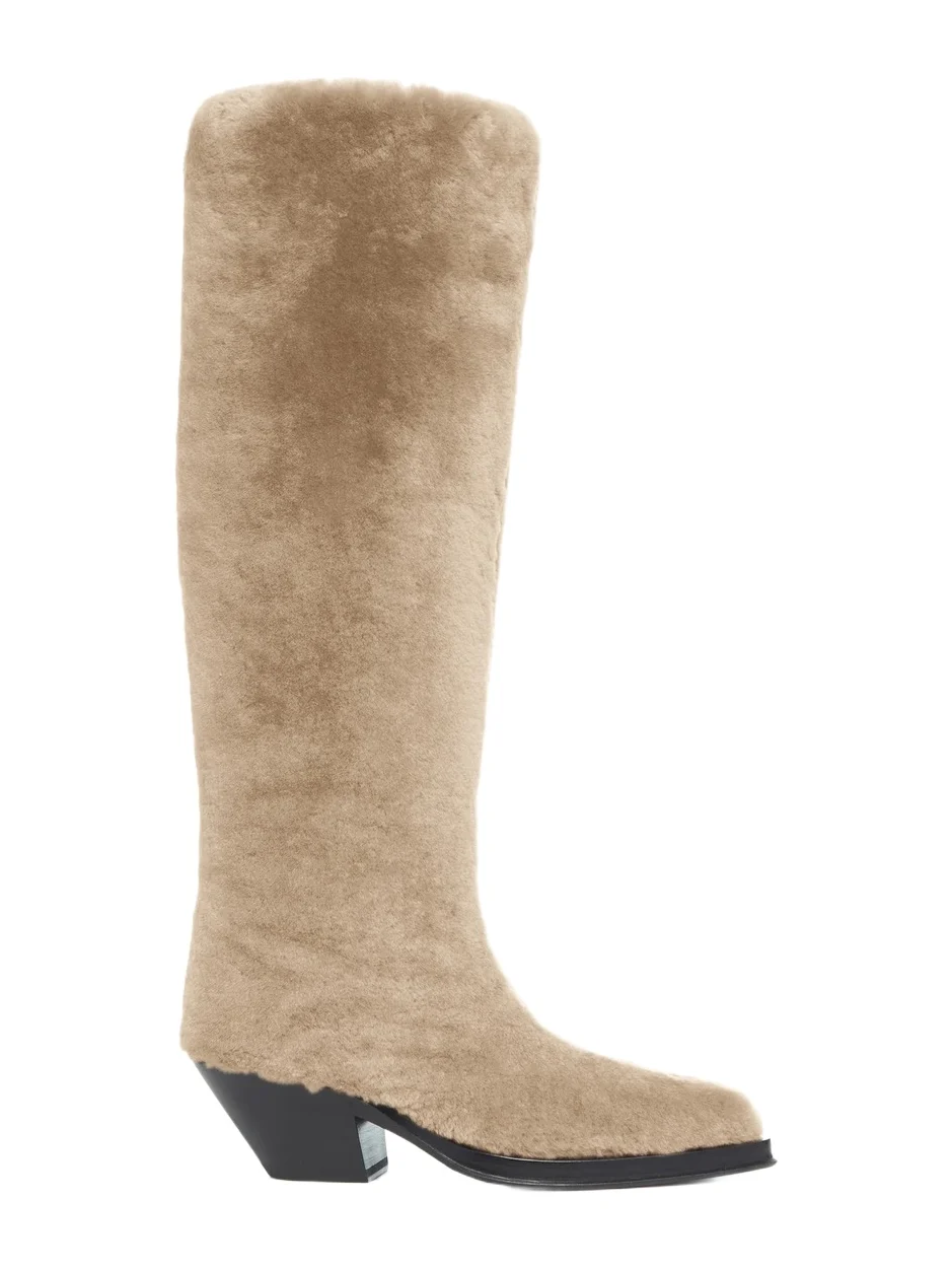 Gabriela Hearst Waite Tall Boot in Champagne Shearling