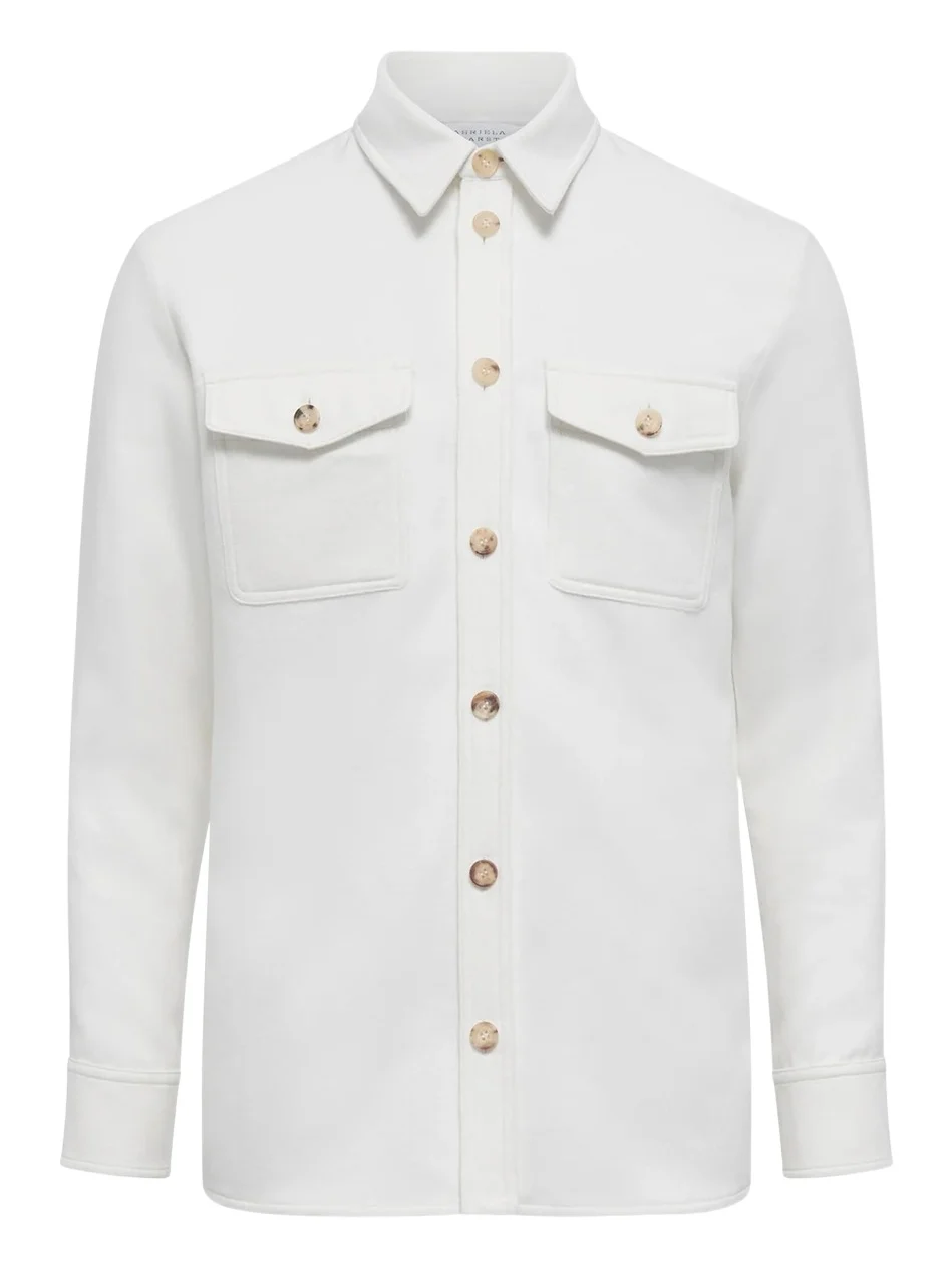 Gabriela Hearst Lucas Overshirt in Ivory Winter Silk