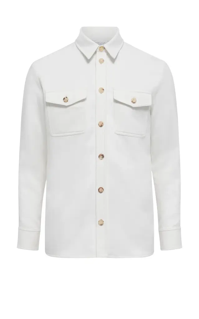 Gabriela Hearst Lucas Overshirt in Ivory Winter Silk