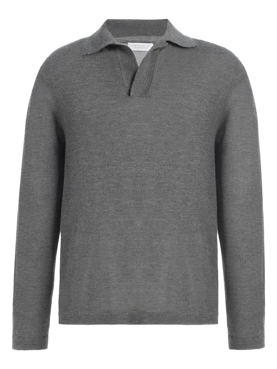 Frome Knit Long Sleeve Polo in Smoke Cashmere Frome Knit Long Sleeve Polo in Smoke Cashmere