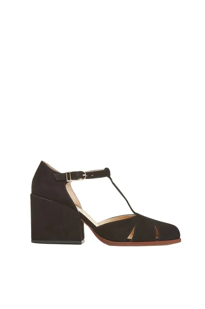 Hawes T-Strap Heel in Black Suede Hawes T-Strap Heel in Black Suede