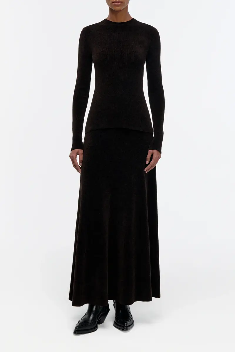 Gabriela Hearst Muir Knit Skirt in Chocolate Silk | Thumbnail 2