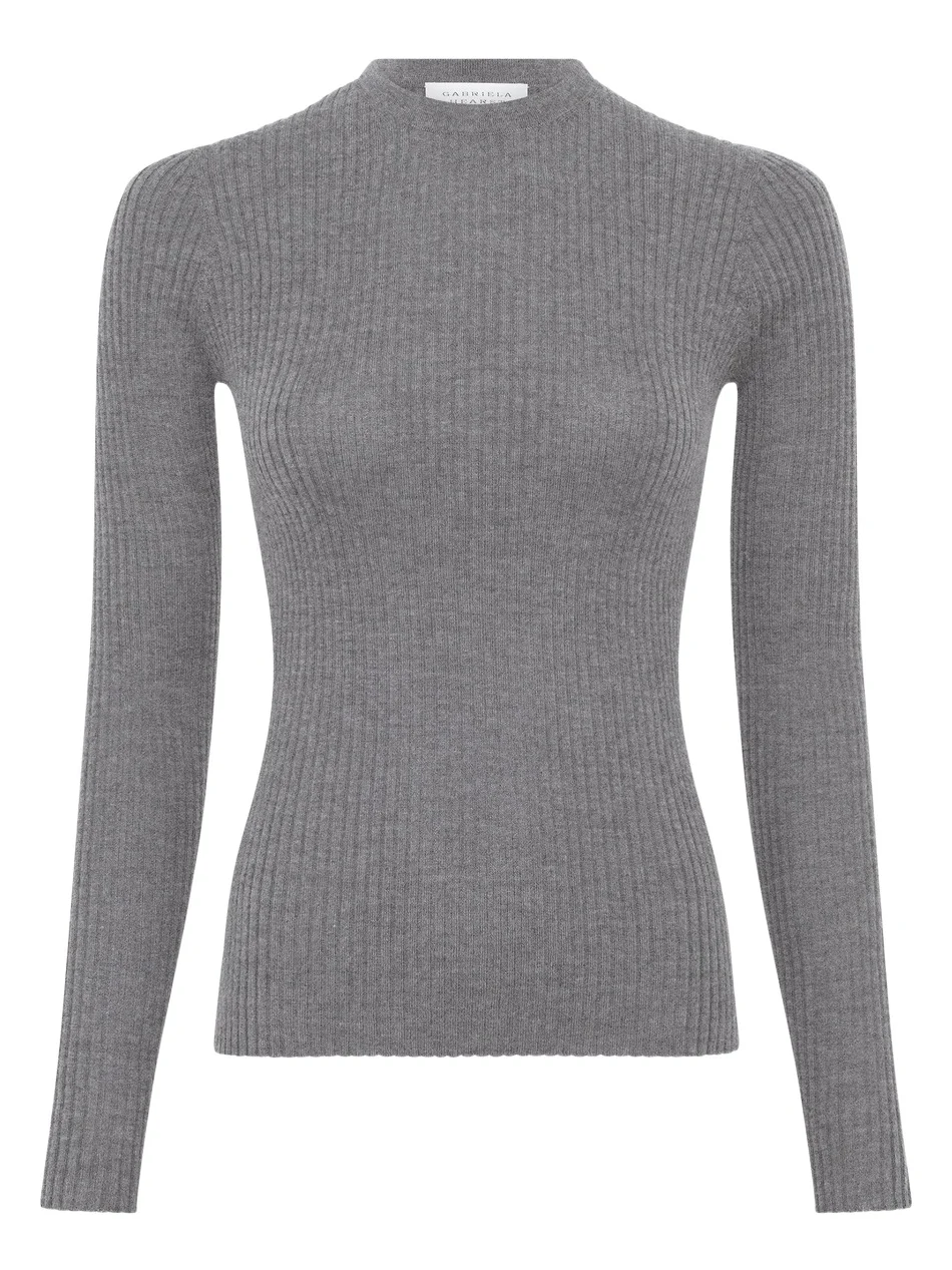 Gabriela Hearst Browning Knit Sweater in Smoke Cashmere Silk