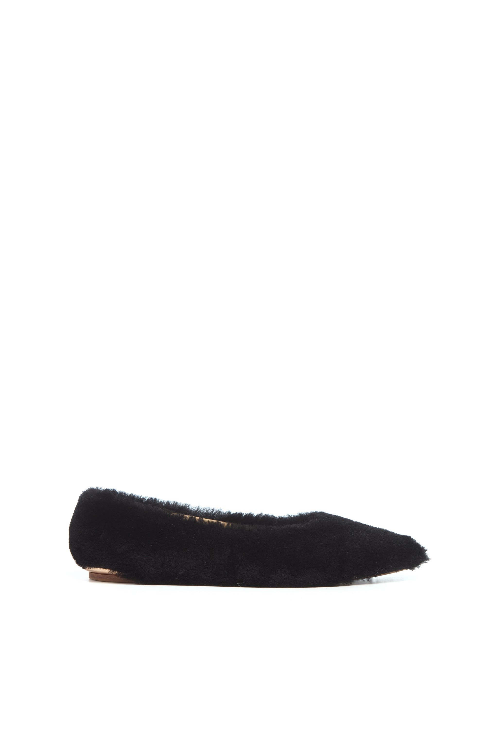 Fleur Ballerina Flat Shoe in Black Shearling Fleur Ballerina Flat Shoe in Black Shearling