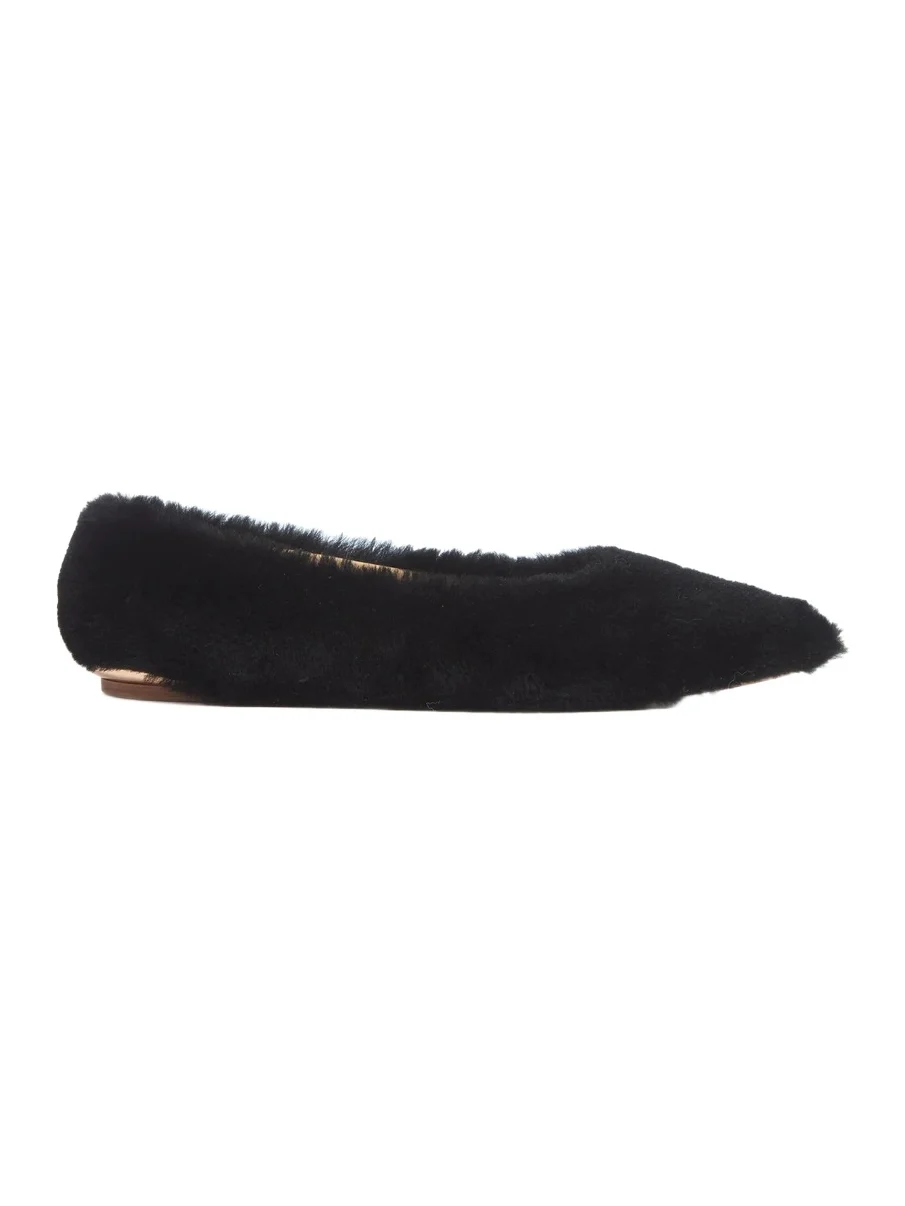 Gabriela Hearst Fleur Ballerina Flat Shoe in Black Shearling