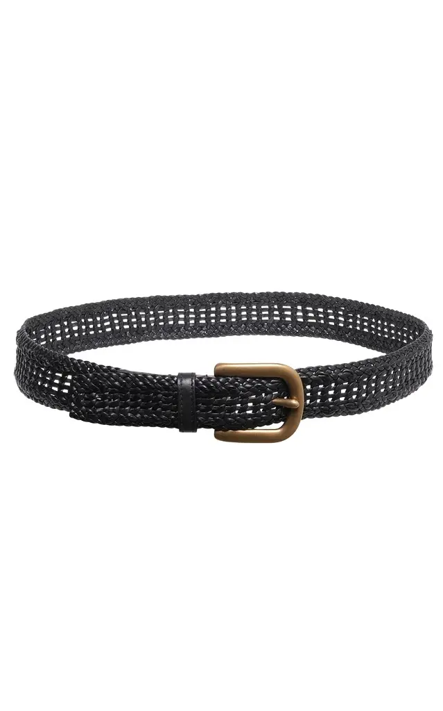 Gabriela Hearst Sam Braided Belt in Black Leather