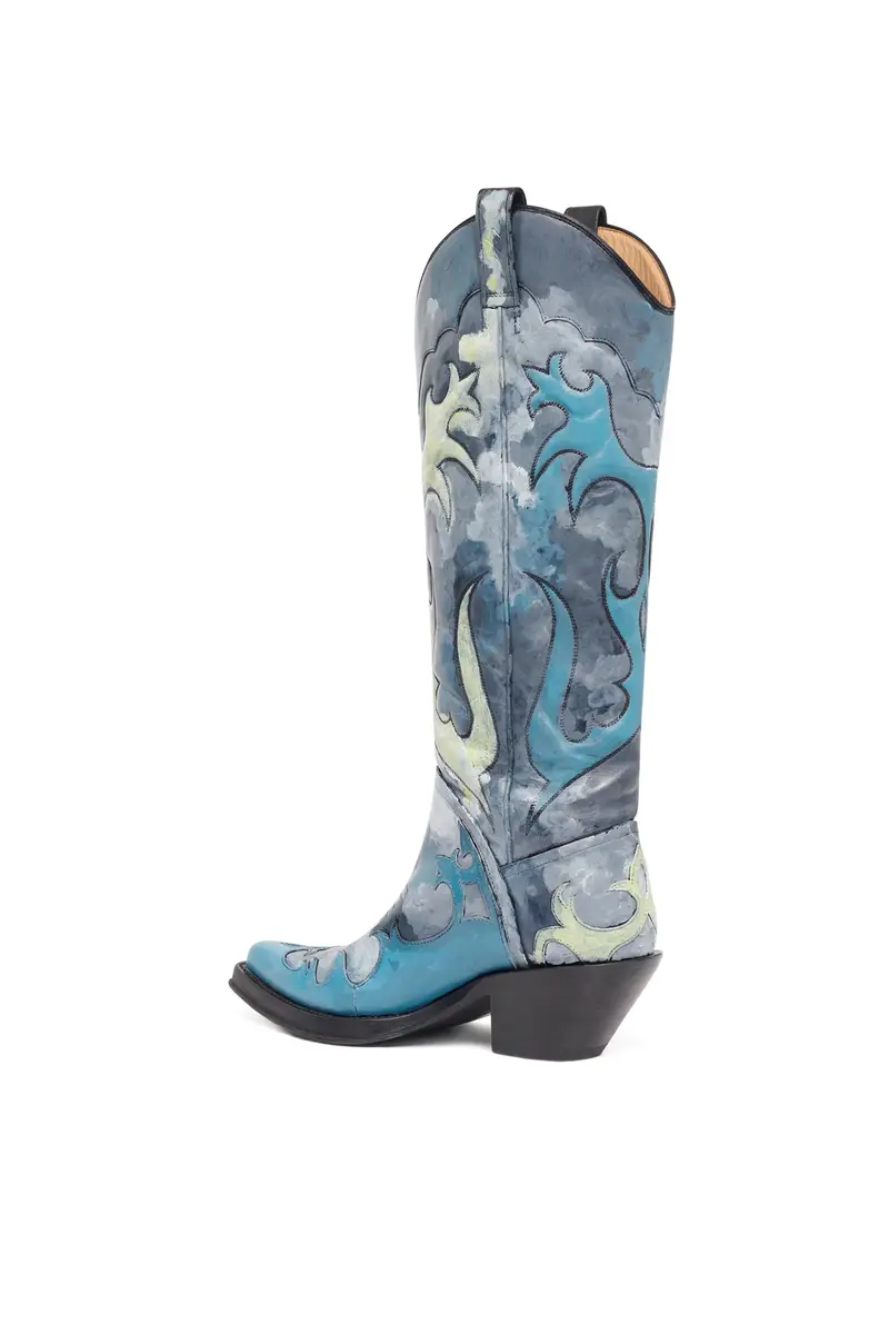 Gabriela Hearst Hand Painted Capitana Cowboy Boot in Blue Grey Multi Leather | Thumbnail 3 Gabriela Hearst Hand Painted Capitana Cowboy Boot in Blue Grey Multi Leather | Thumbnail 3