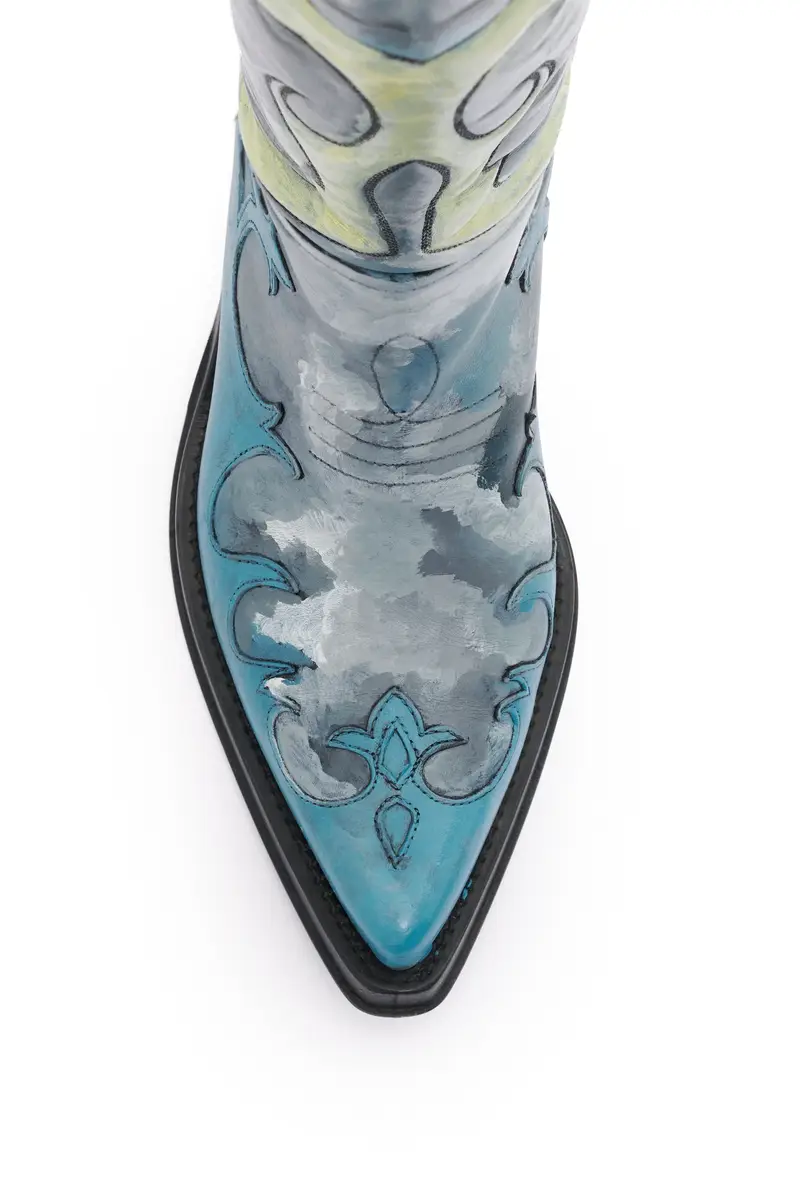 Gabriela Hearst Hand Painted Capitana Cowboy Boot in Blue Grey Multi Leather | Thumbnail 4 Gabriela Hearst Hand Painted Capitana Cowboy Boot in Blue Grey Multi Leather | Thumbnail 4