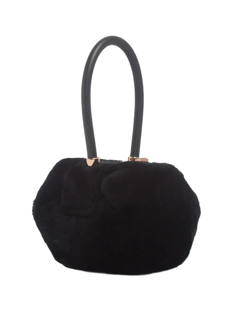 Gabriela Hearst Demi Bag in Black Recycled Mink Fur