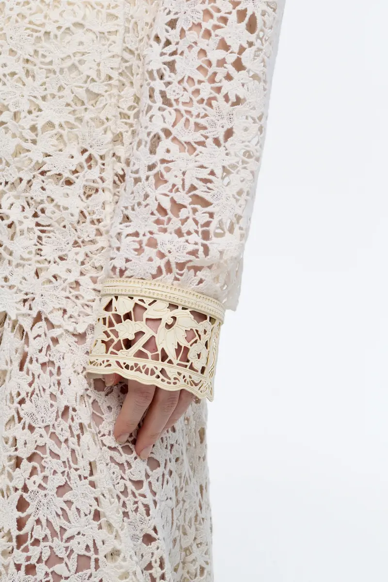 Gabriela Hearst Vera Shirt in Ivory Floral Cashmere Lace with Suede Lace Cuffs | Thumbnail 8 Gabriela Hearst Vera Shirt in Ivory Floral Cashmere Lace with Suede Lace Cuffs | Thumbnail 8