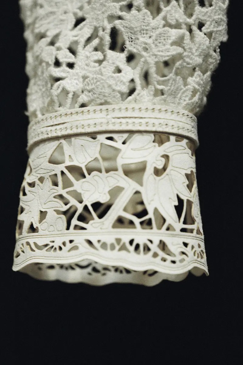 Gabriela Hearst Vera Shirt in Ivory Floral Cashmere Lace with Suede Lace Cuffs | Thumbnail 9 Gabriela Hearst Vera Shirt in Ivory Floral Cashmere Lace with Suede Lace Cuffs | Thumbnail 9