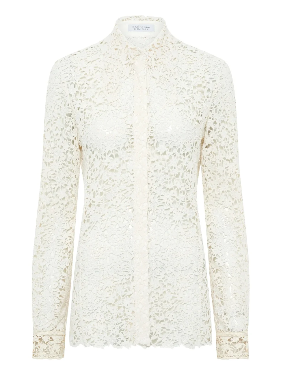 Vera Shirt in Ivory Floral Cashmere Lace with Suede Lace Cuffs Vera Shirt in Ivory Floral Cashmere Lace with Suede Lace Cuffs