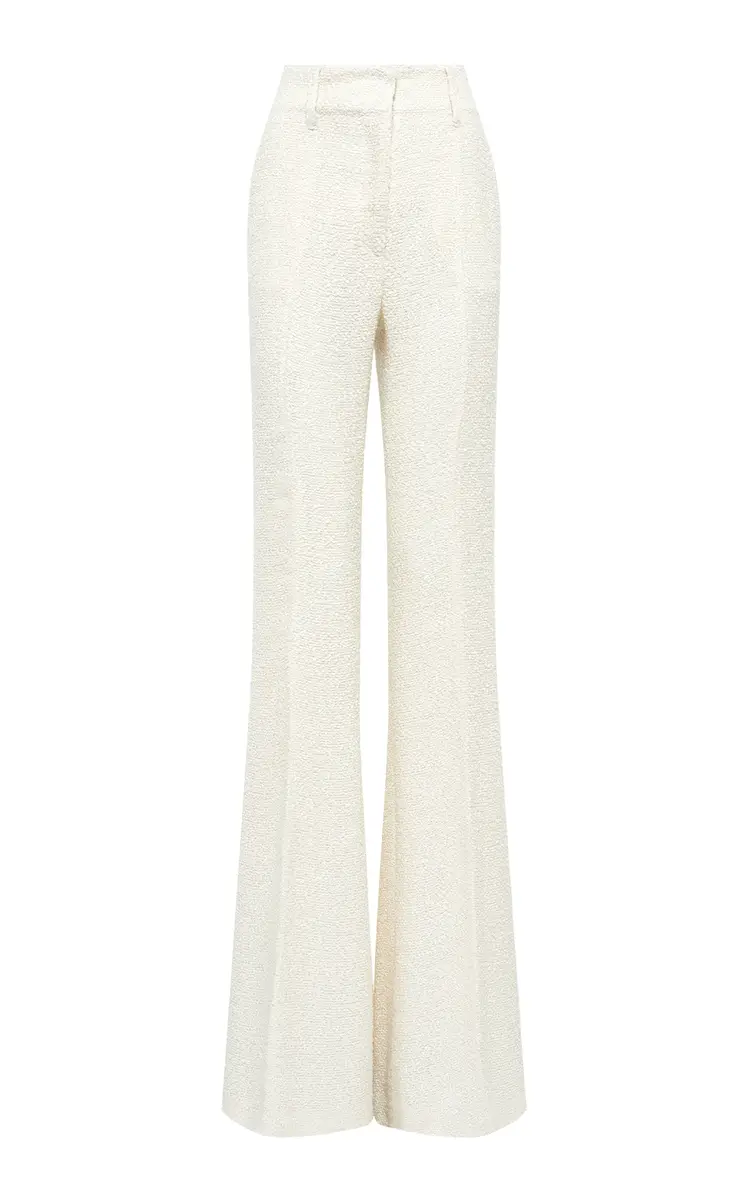 Gabriela Hearst Rhein Flare Pant in Ivory Silk Boucle