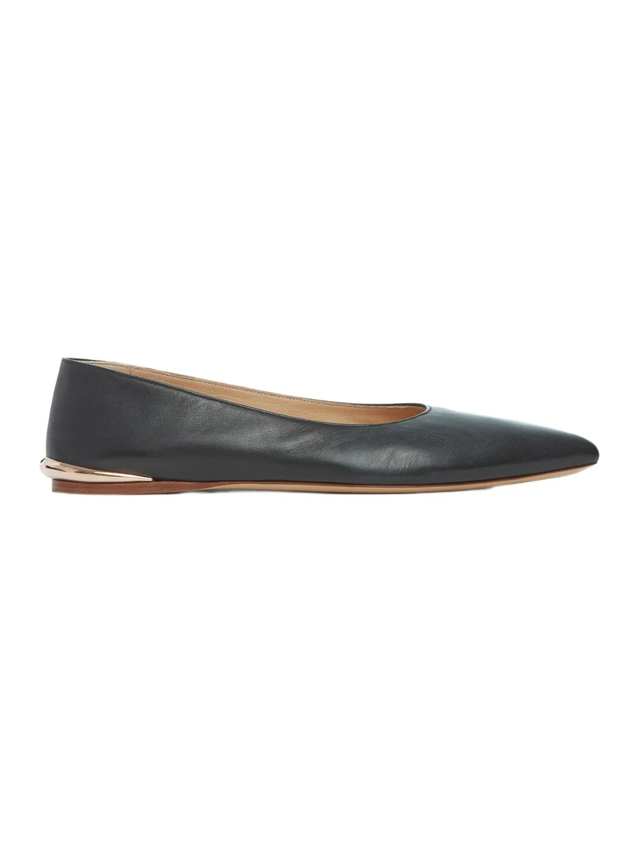 Gabriela Hearst Fleur Ballerina Flat Shoe in Black Nappa Leather