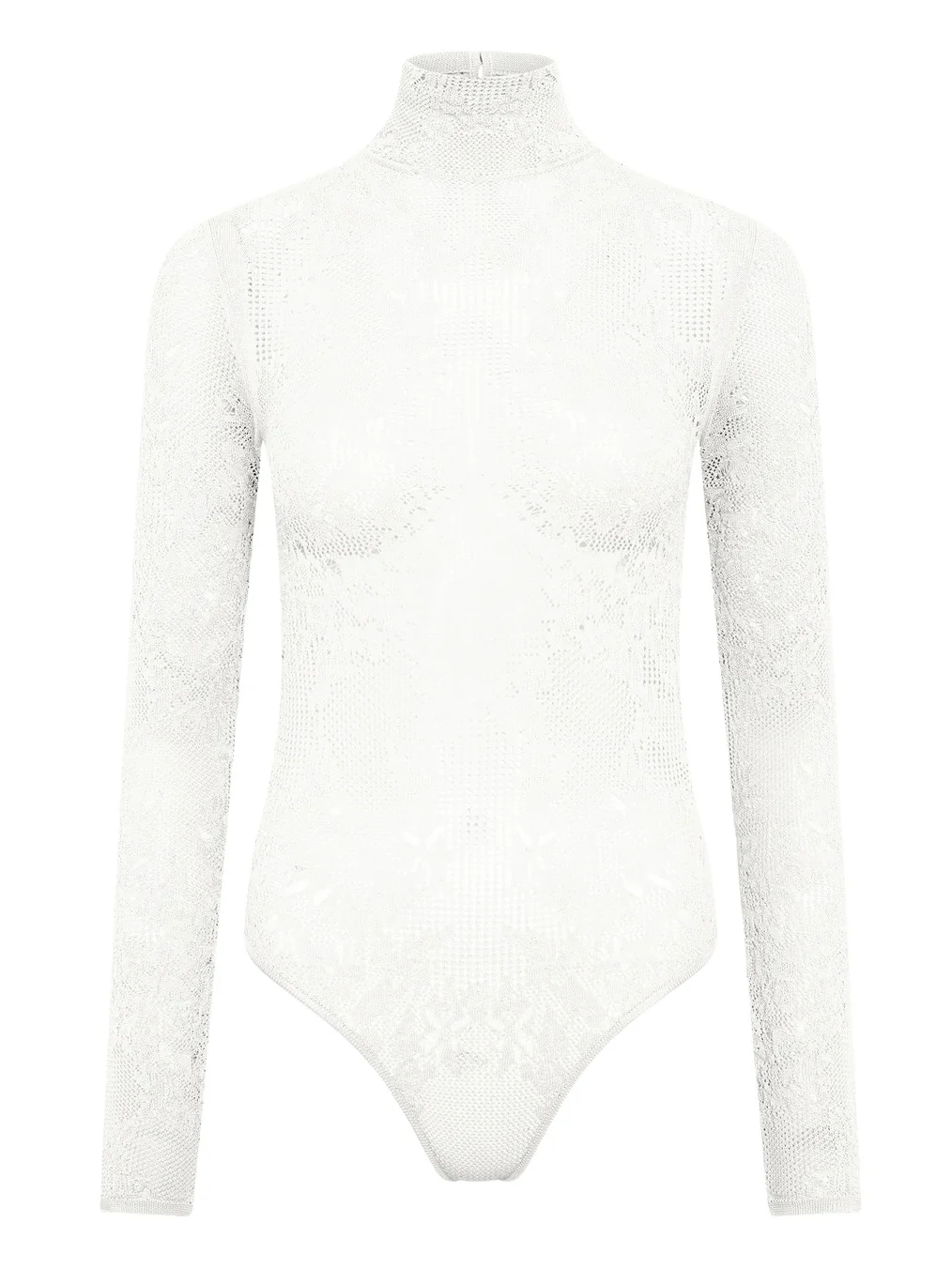 Gabriela Hearst Feal Pointelle Knit Lace Bodysuit in Ivory Silk Merino Wool