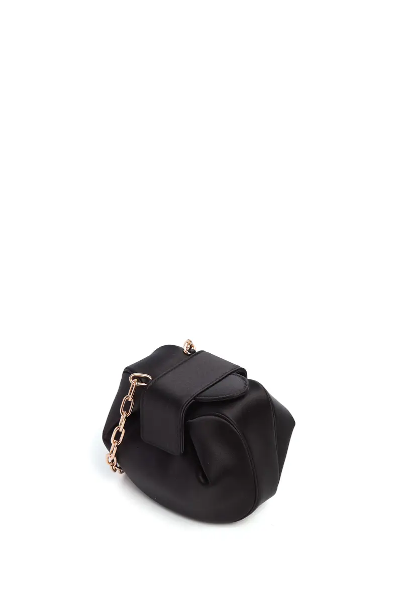 Gabriela Hearst Soft Demi Clutch with Chain in Black Satin | Thumbnail 3