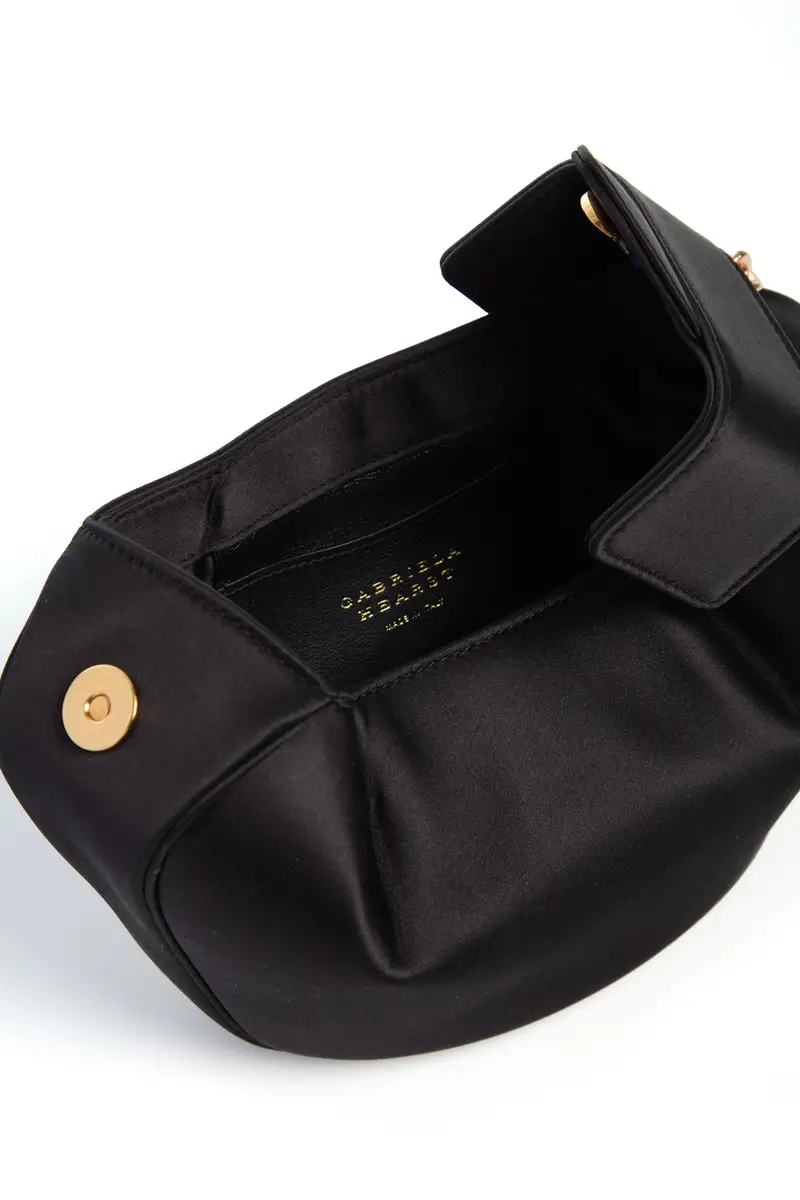 Gabriela Hearst Soft Demi Clutch with Chain in Black Satin | Thumbnail 4