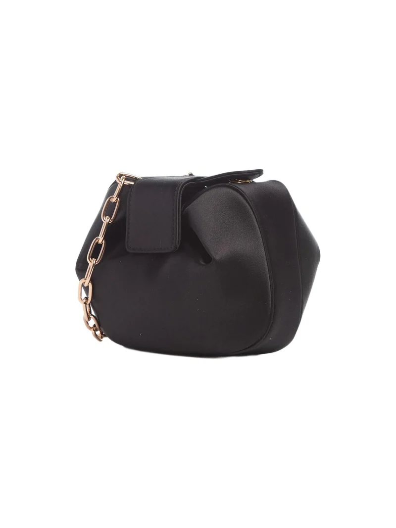 Gabriela Hearst Soft Demi Clutch with Chain in Black Satin