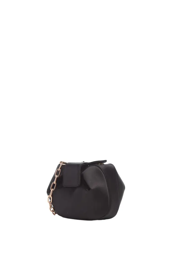 Gabriela Hearst Soft Demi Clutch with Chain in Black Satin
