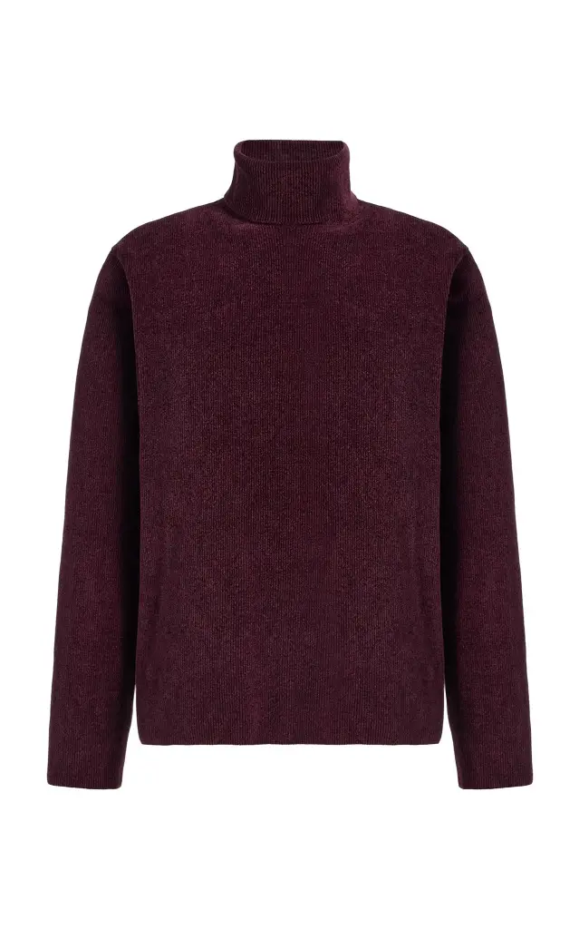 Gabriela Hearst Almoner Knit Turtleneck Sweater in Plum Silk