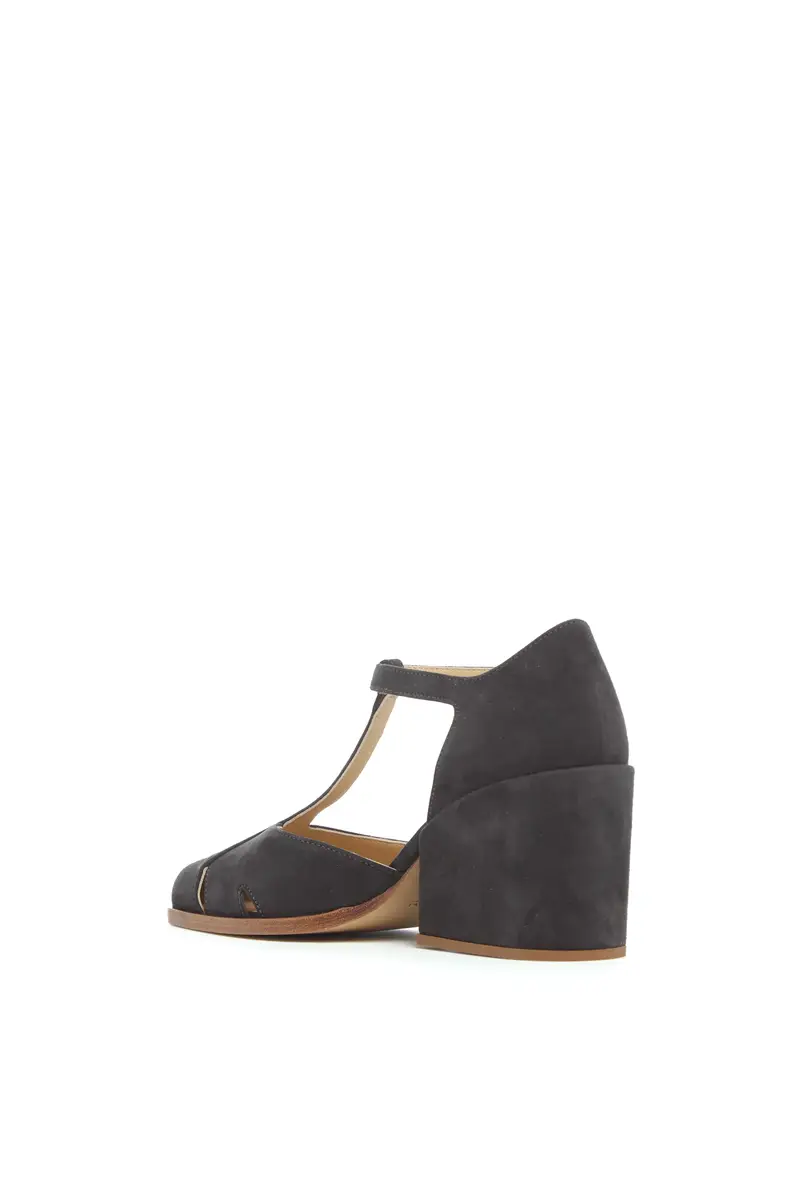 Gabriela Hearst Hawes T-Strap Heel in Charcoal Suede | Thumbnail 3