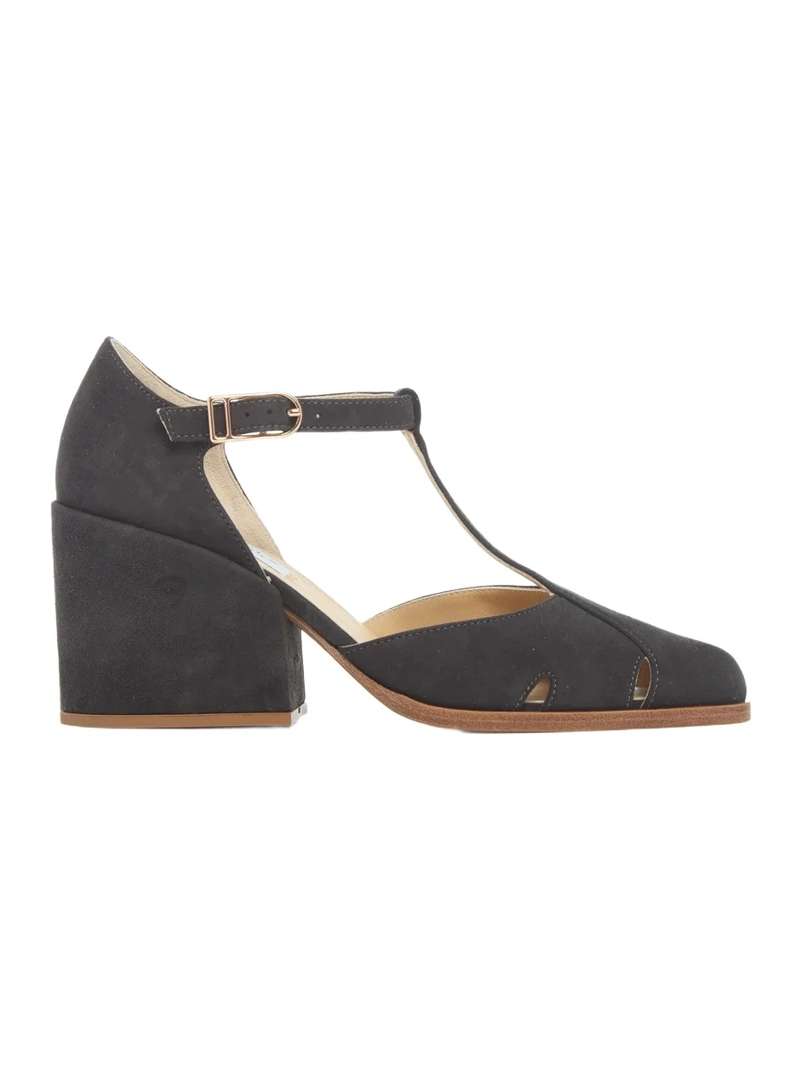 Gabriela Hearst Hawes T-Strap Heel in Charcoal Suede