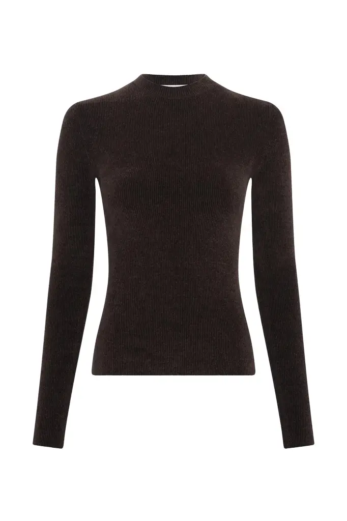 Regent Knit Sweater in Chocolate Silk