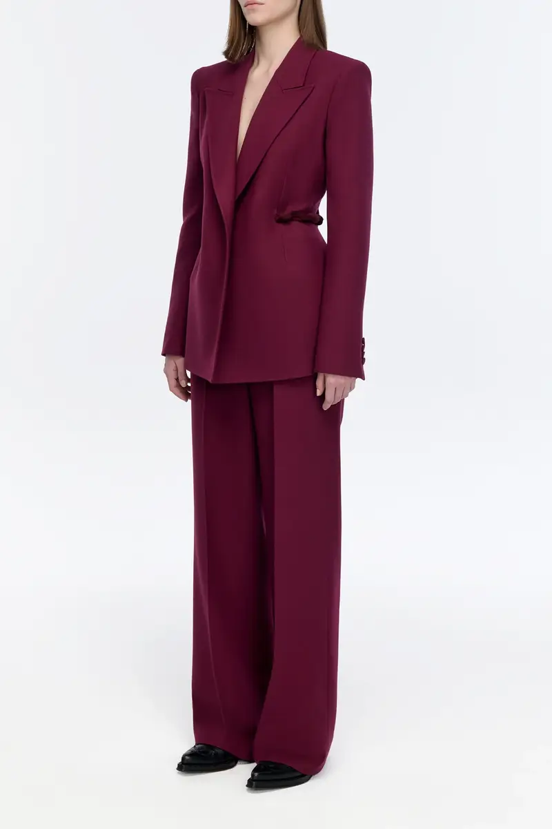 Gabriela Hearst Norman Wide-leg Pant in Bordeaux Recycled Virgin Wool | Thumbnail 3 Gabriela Hearst Norman Wide-leg Pant in Bordeaux Recycled Virgin Wool | Thumbnail 3