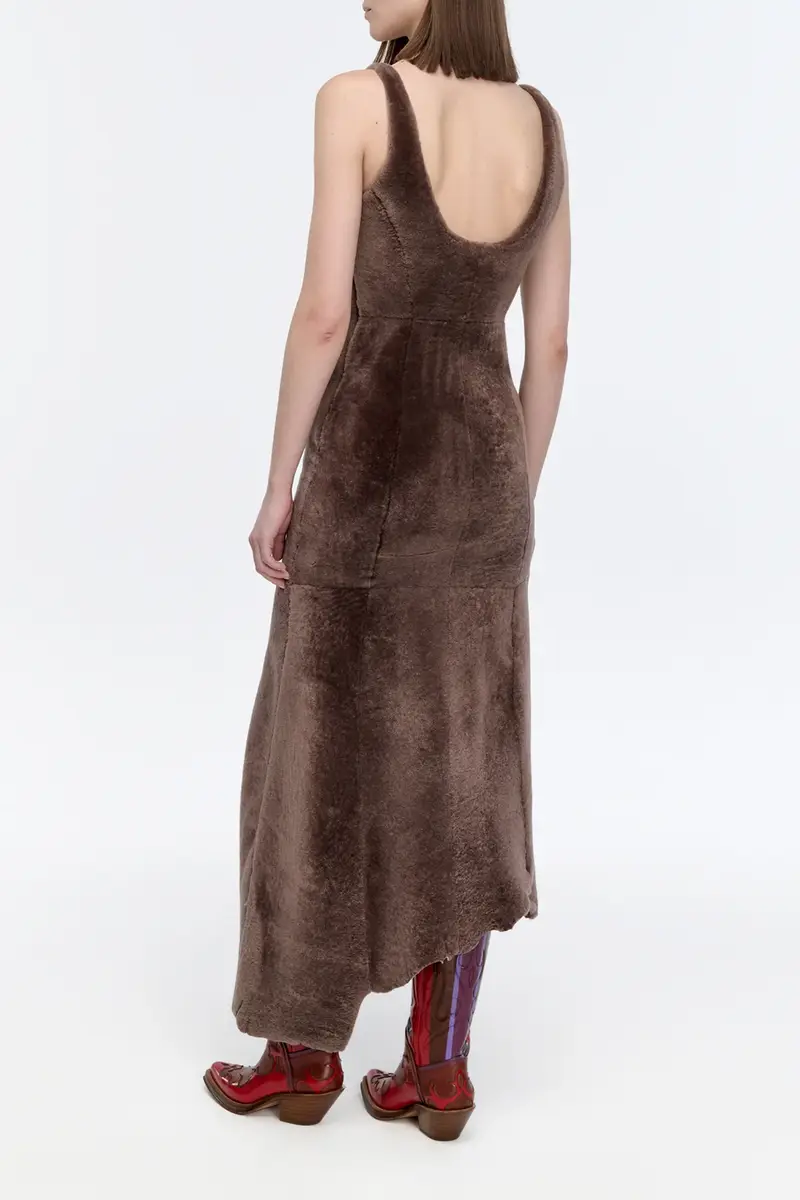 Gabriela Hearst Lyth Raw Cut Dress in Mocha Shearling | Thumbnail 5 Gabriela Hearst Lyth Raw Cut Dress in Mocha Shearling | Thumbnail 5