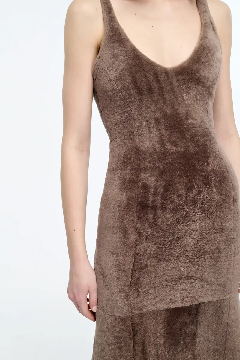 Gabriela Hearst Lyth Raw Cut Dress in Mocha Shearling | Thumbnail 7 Gabriela Hearst Lyth Raw Cut Dress in Mocha Shearling | Thumbnail 7