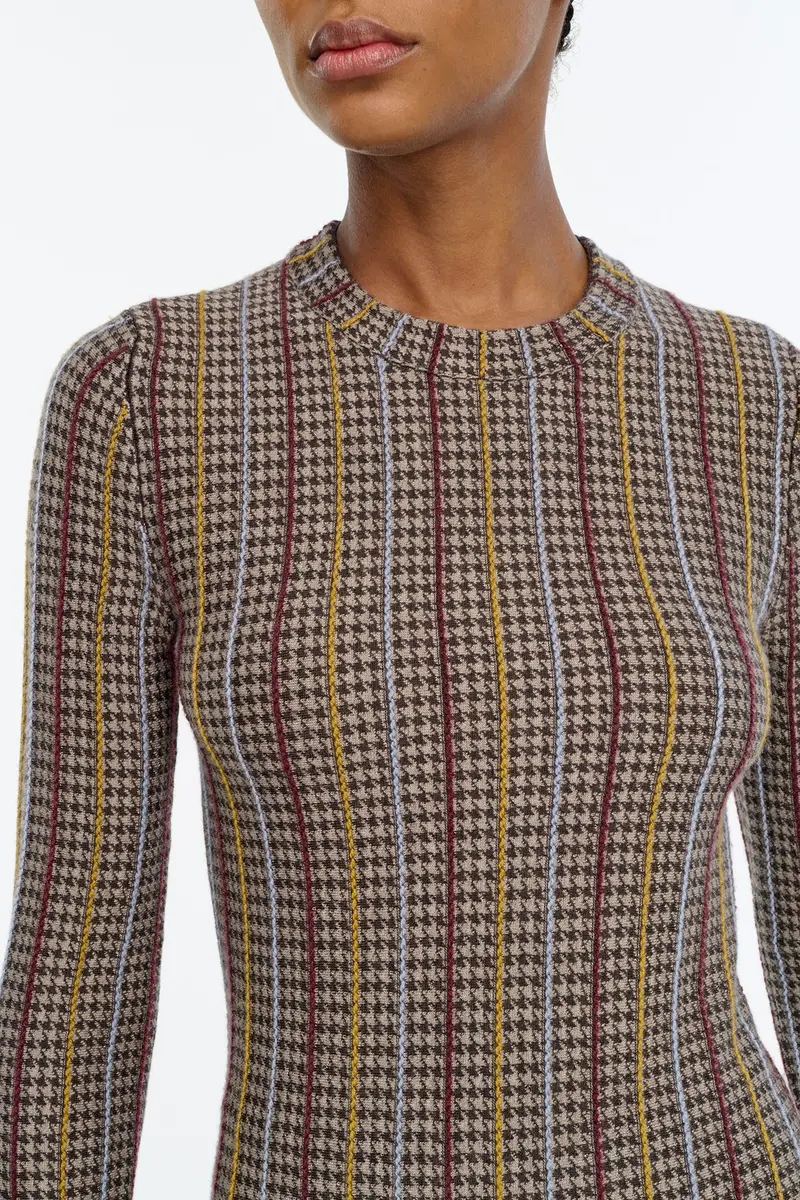 Gabriela Hearst Pons Knit Sweater in Camel Multi Cashmere Silk Houndstooth | Thumbnail 5