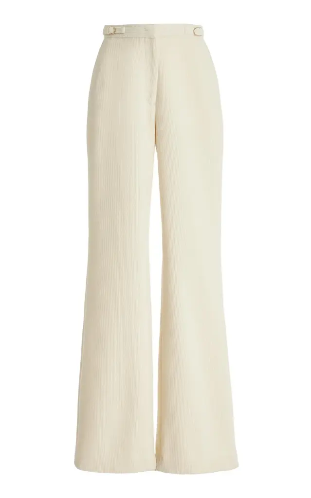 Gabriela Hearst Vesta Flare Pant in Ivory Fine Cashmere Corduroy