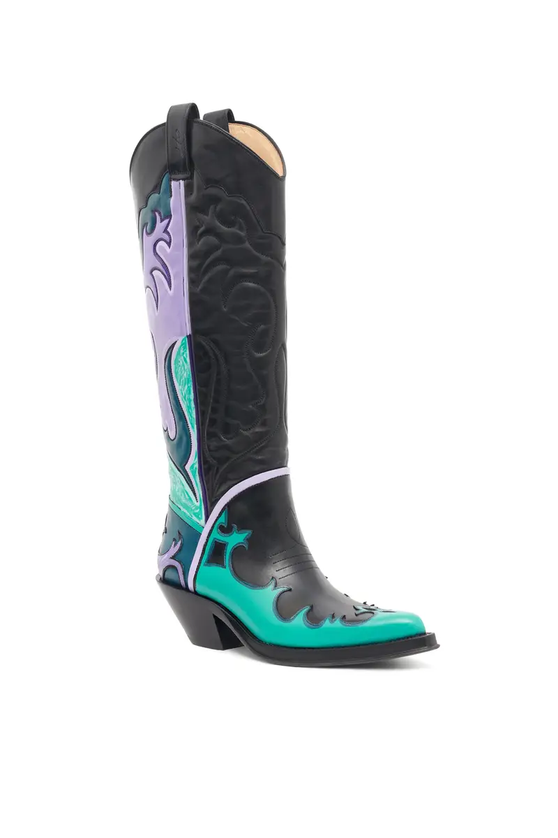Gabriela Hearst Hand Painted Capitana Cowboy Boot in Purple Multi Leather | Thumbnail 2 Gabriela Hearst Hand Painted Capitana Cowboy Boot in Purple Multi Leather | Thumbnail 2