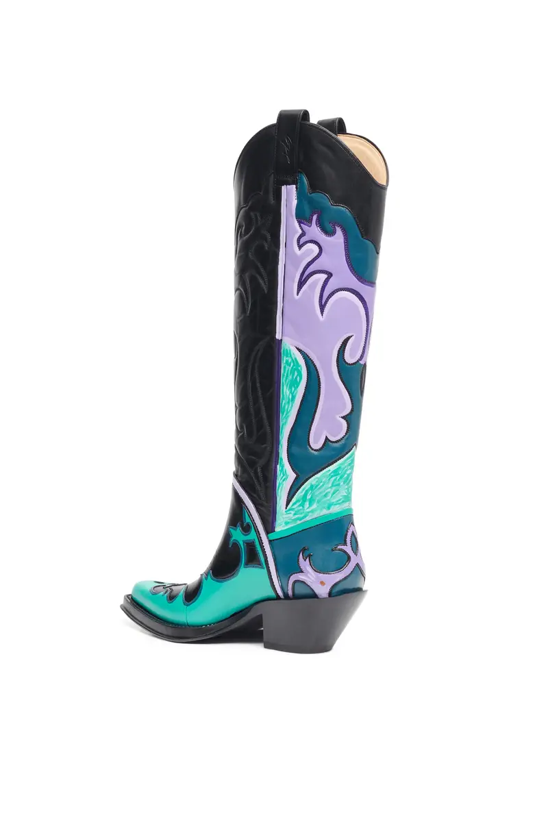 Gabriela Hearst Hand Painted Capitana Cowboy Boot in Purple Multi Leather | Thumbnail 3 Gabriela Hearst Hand Painted Capitana Cowboy Boot in Purple Multi Leather | Thumbnail 3