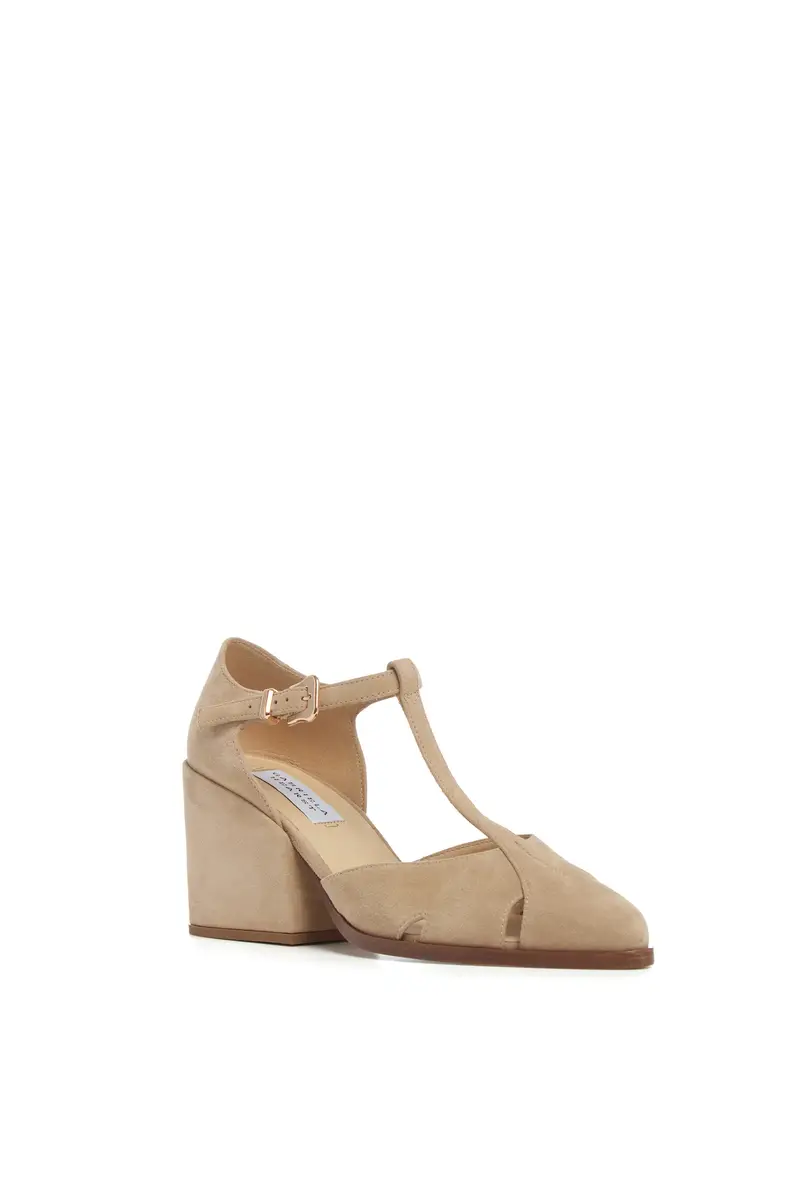 Gabriela Hearst Hawes T-Strap Heel in Camel Suede | Thumbnail 2
