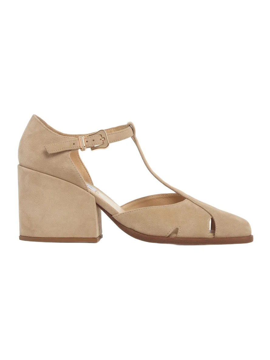 Gabriela Hearst Hawes T-Strap Heel in Camel Suede