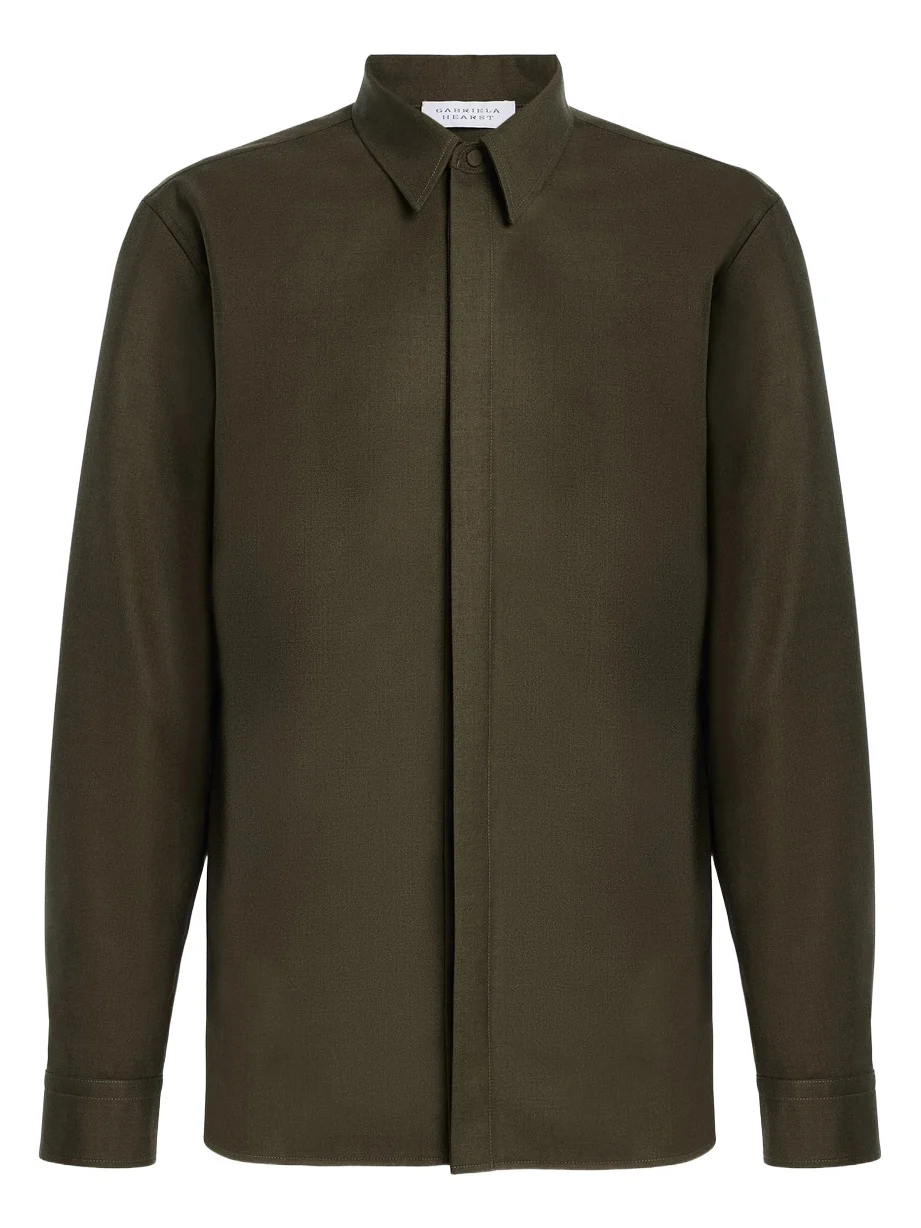 Gabriela Hearst Abbe Shirt in Olive Wool Cashmere Flannel