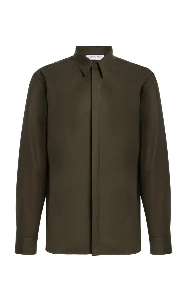 Gabriela Hearst Abbe Shirt in Olive Wool Cashmere Flannel