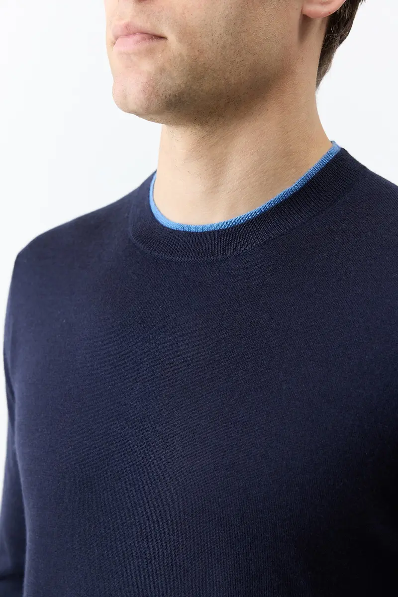 Gabriela Hearst Wells Reversible Knit Sweater in Dark Navy & Sky Cashmere Silk | Thumbnail 2 Gabriela Hearst Wells Reversible Knit Sweater in Dark Navy & Sky Cashmere Silk | Thumbnail 2