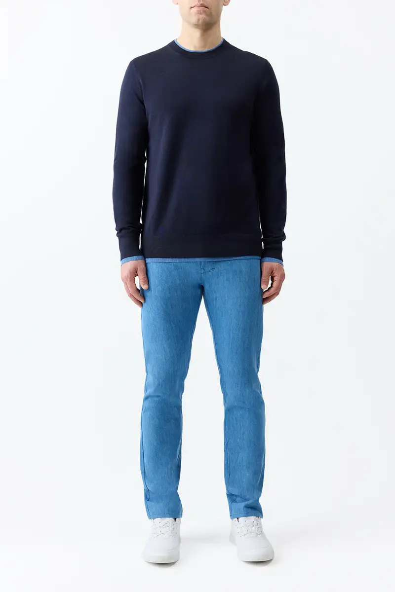 Gabriela Hearst Wells Reversible Knit Sweater in Dark Navy & Sky Cashmere Silk | Thumbnail 3 Gabriela Hearst Wells Reversible Knit Sweater in Dark Navy & Sky Cashmere Silk | Thumbnail 3