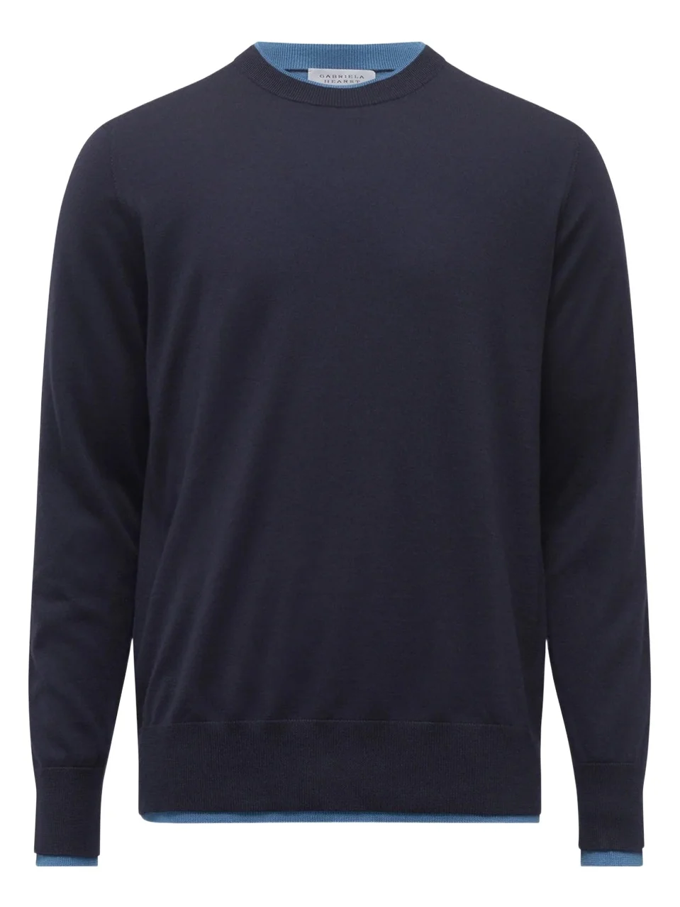 Gabriela Hearst Wells Reversible Knit Sweater in Dark Navy & Sky Cashmere Silk