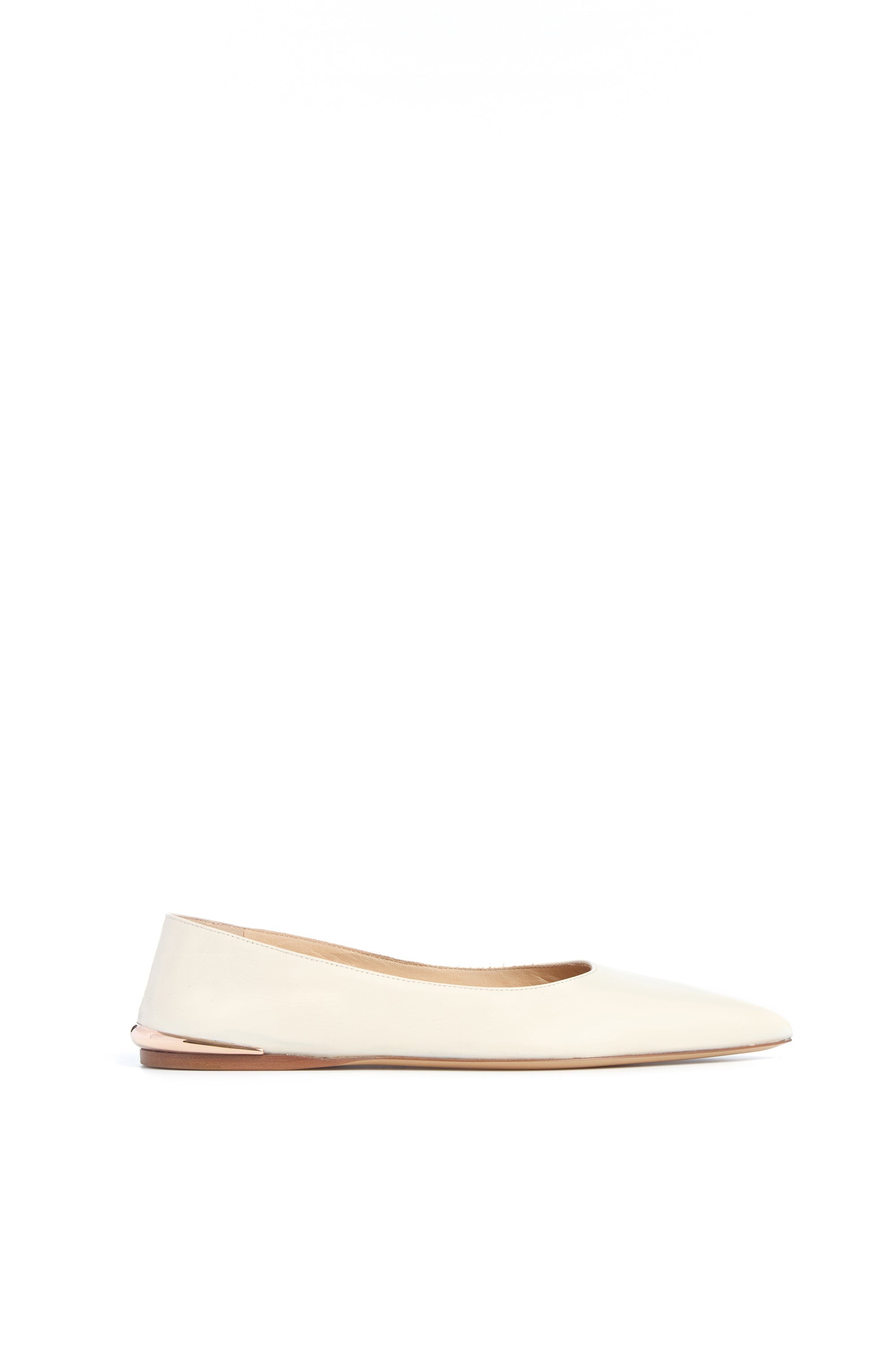 Fleur Ballerina Flat Shoe in Ivory Nappa Leather Fleur Ballerina Flat Shoe in Ivory Nappa Leather